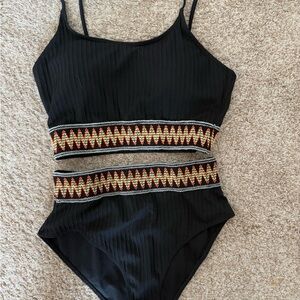 Stylish Black Two Piece Swimsuit